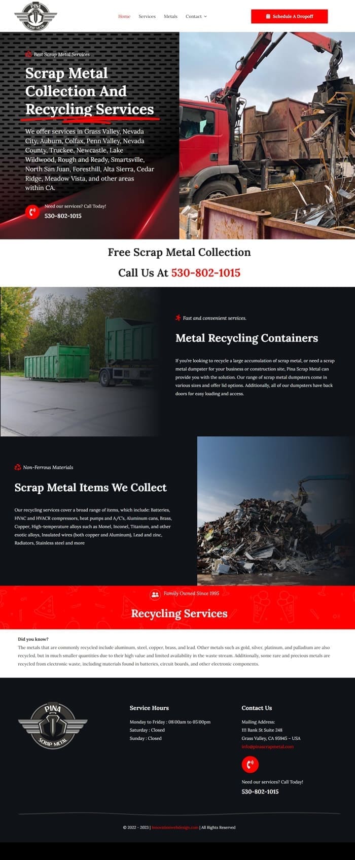 700x1695_www.pinascrapmetal.com Scrap metal web design